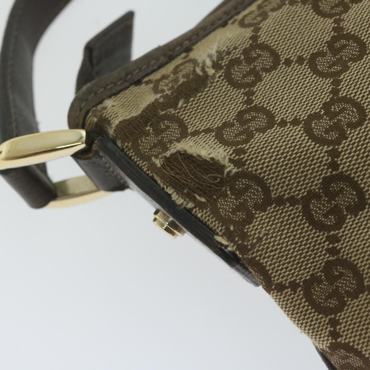 GUCCI GG Canvas Shoulder Bag Beige 130942 Auth 63392