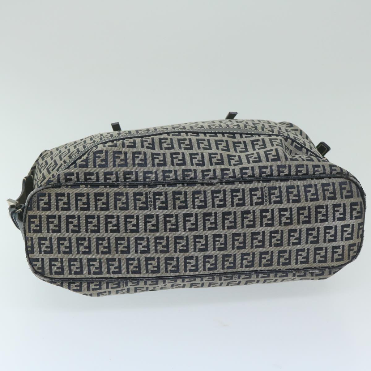 FENDI Zucchino Canvas Shoulder Bag Navy Auth 63396