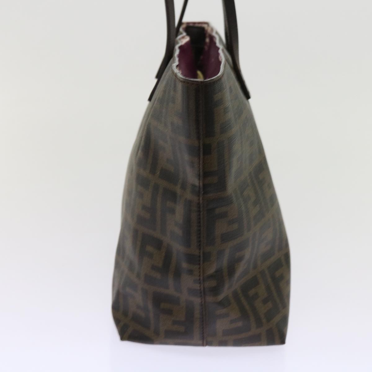 FENDI Zucca Canvas Tote Bag Black Brown Auth 63397