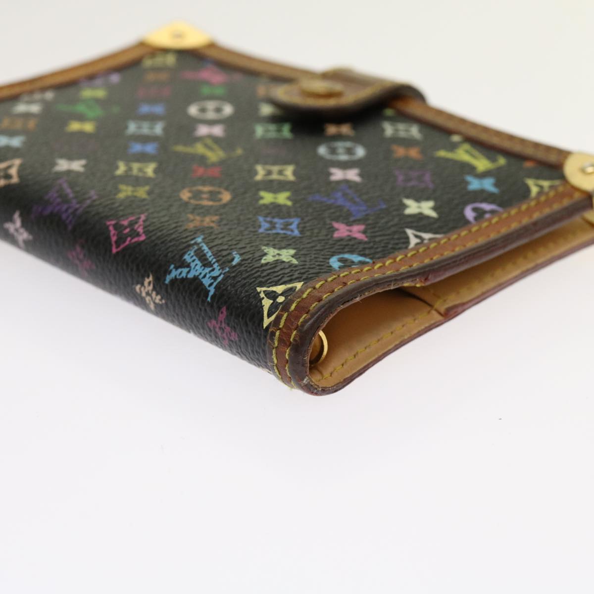 LOUIS VUITTON Multicolor Agenda PM Day Planner Cover Black R21076 LV Auth 63422