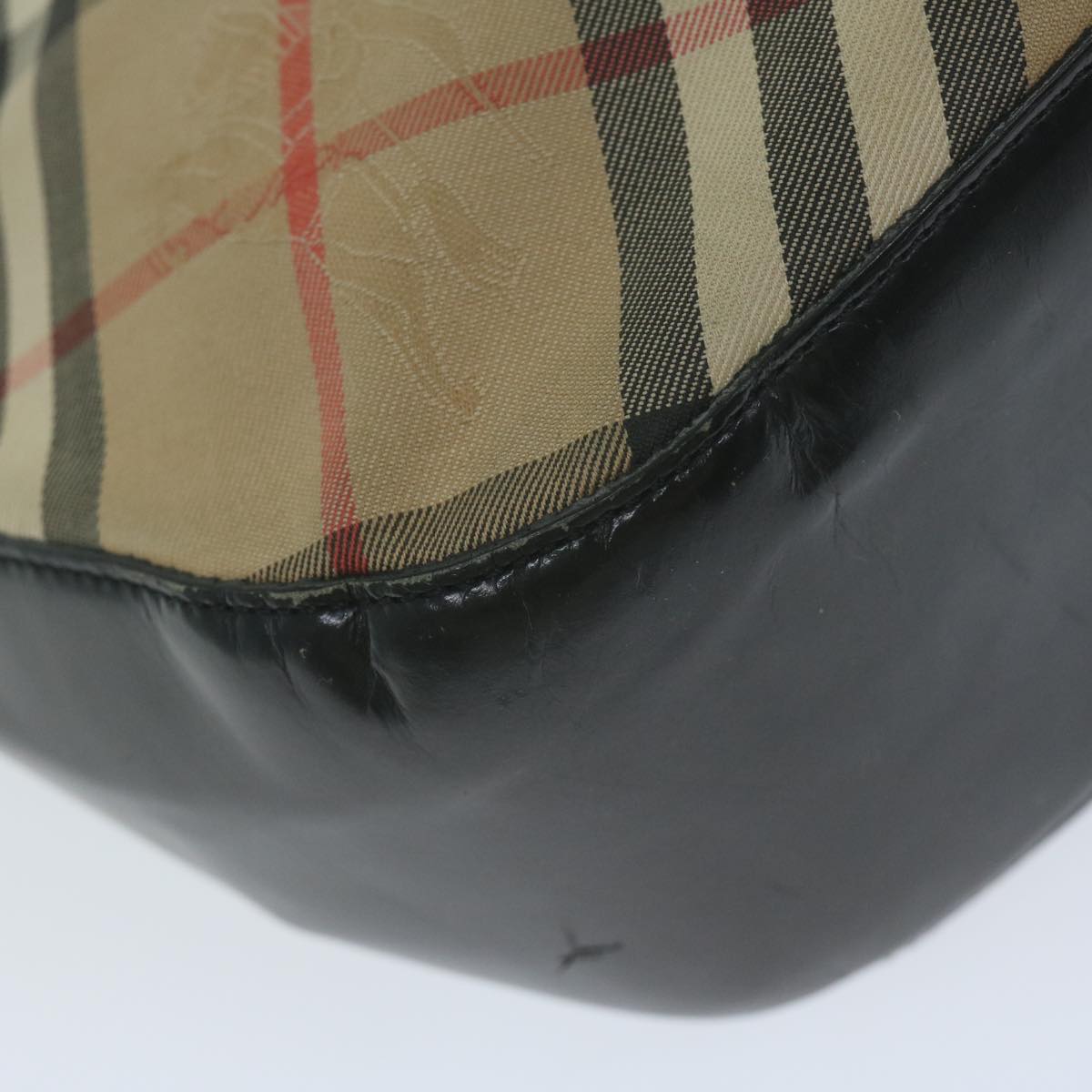 Burberrys Nova Check Shoulder Bag Nylon Canvas Beige Auth 63435