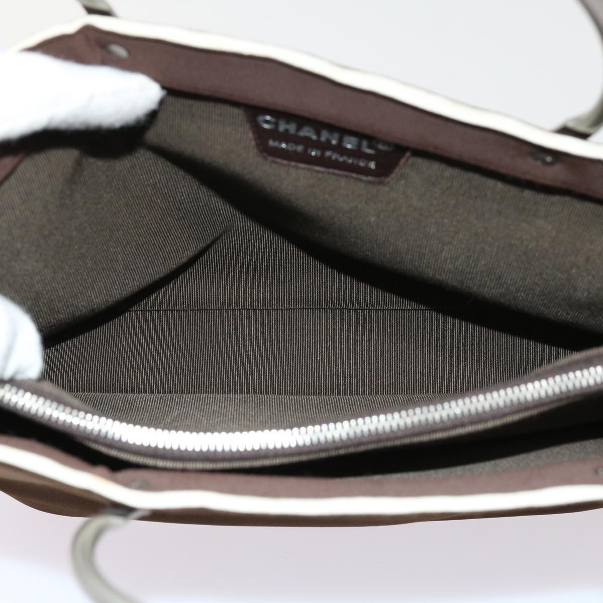 CHANEL Hand Bag Nylon Brown CC Auth 63436