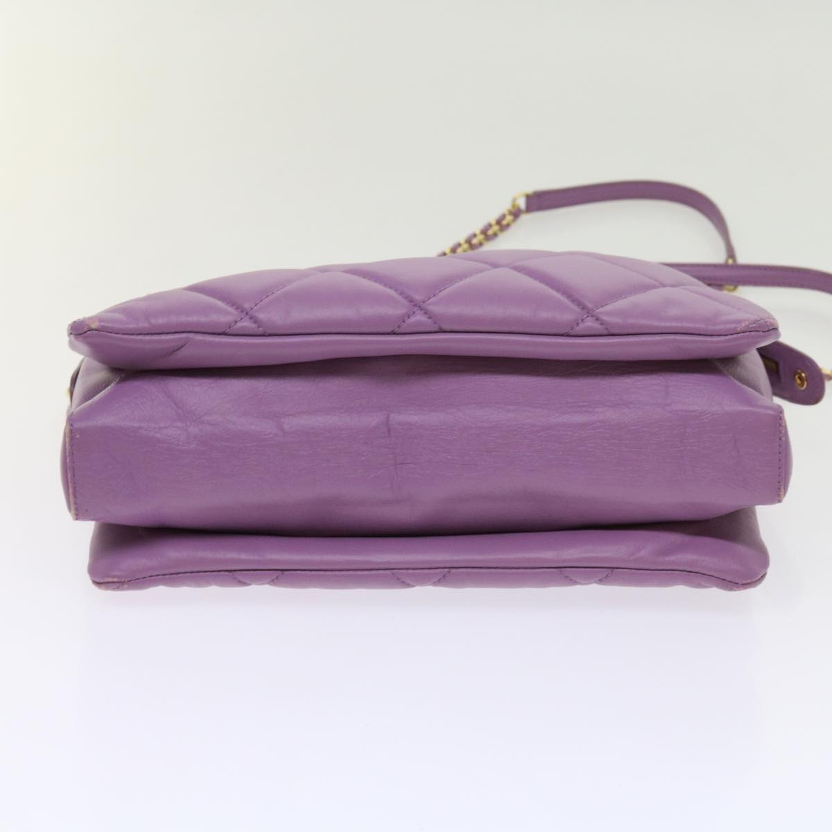 Salvatore Ferragamo Chain Shoulder Bag Leather Purple Auth 63439