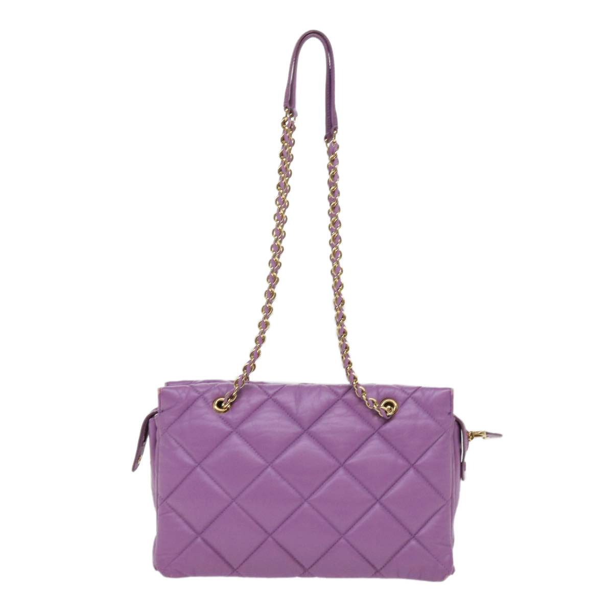 Salvatore Ferragamo Chain Shoulder Bag Leather Purple Auth 63439 - 0