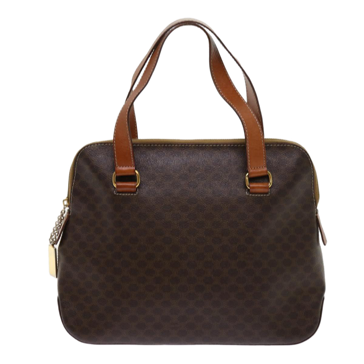 CELINE Macadam Canvas Hand Bag PVC Leather Brown Auth 63444