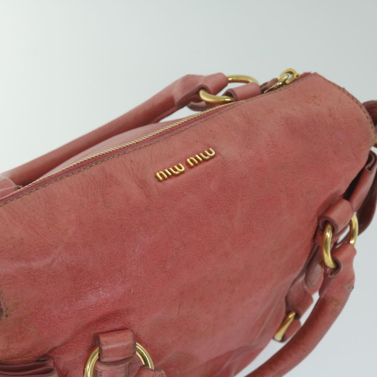 Miu Miu Hand Bag Leather 2way Pink Auth 63445