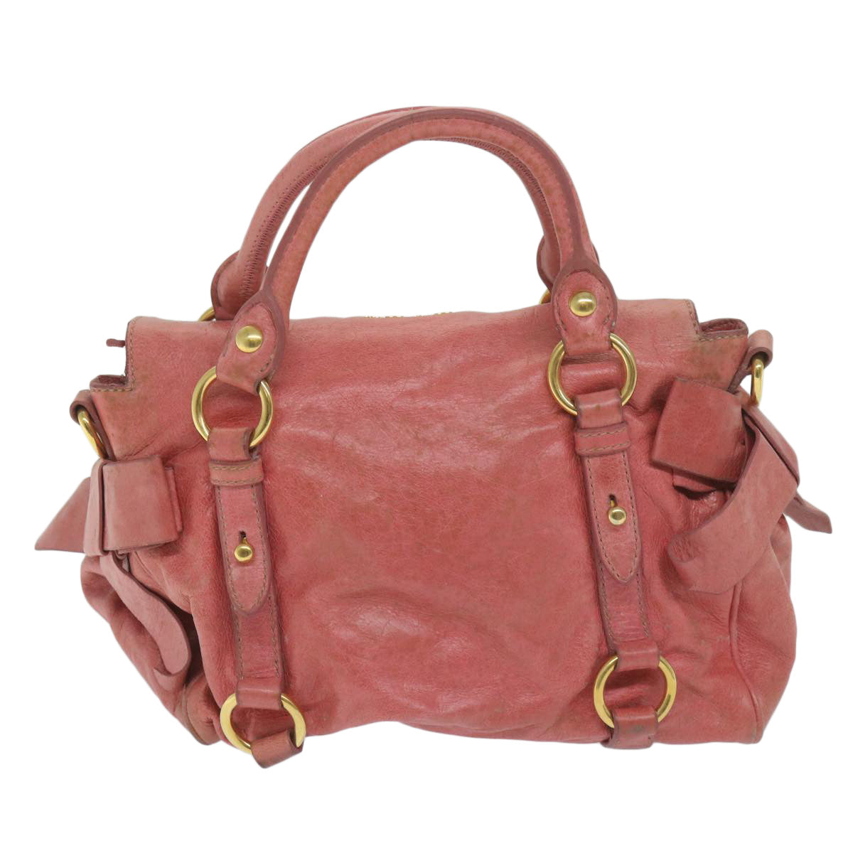 Miu Miu Hand Bag Leather 2way Pink Auth 63445