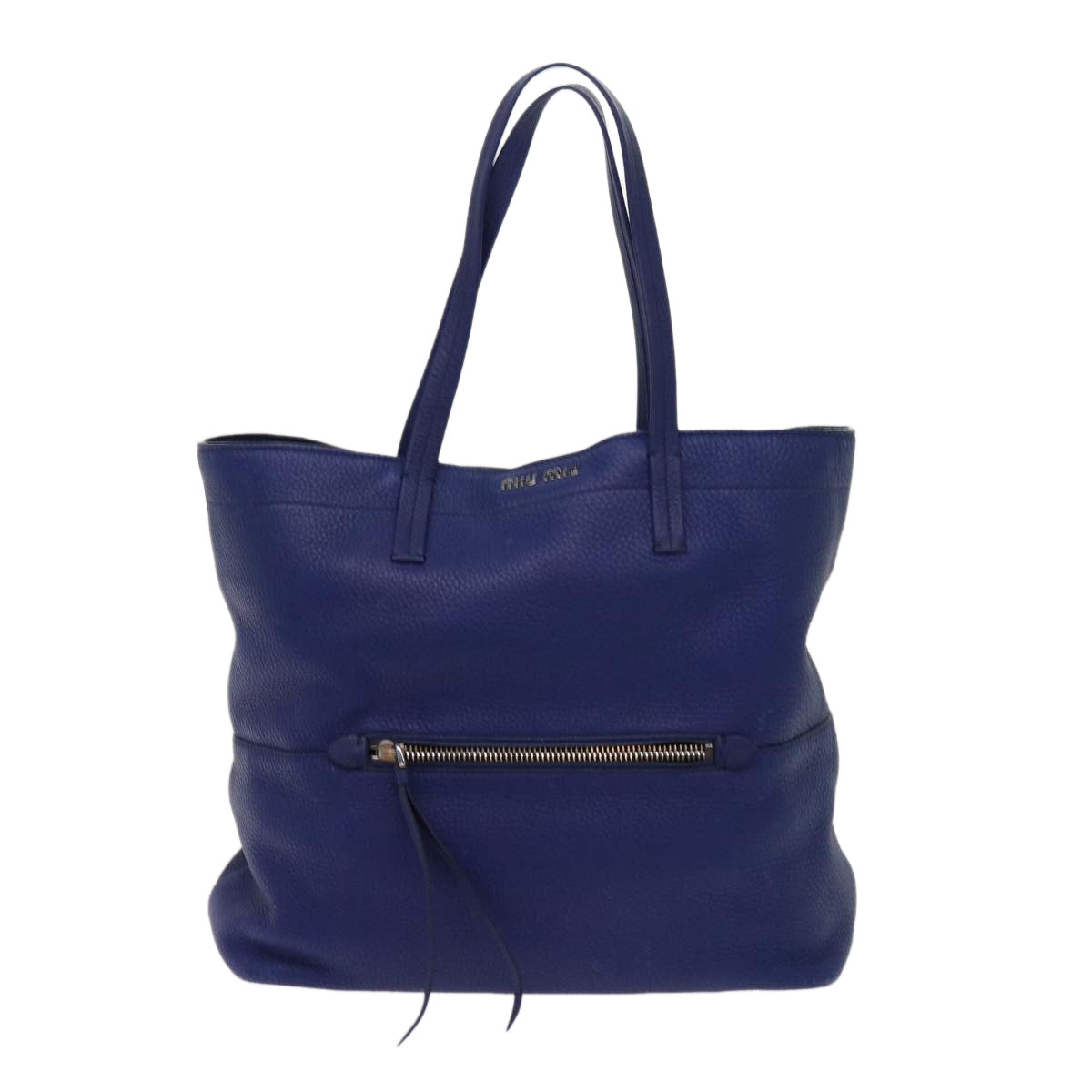 Miu Miu Tote Bag Leather Blue Auth 63446 - 0