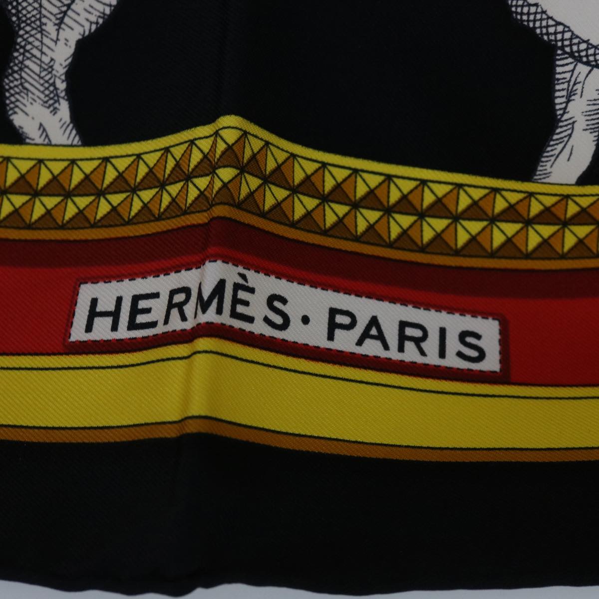HERMES Carre 90 GRAND APPARAT Scarf Silk Black Auth 63465