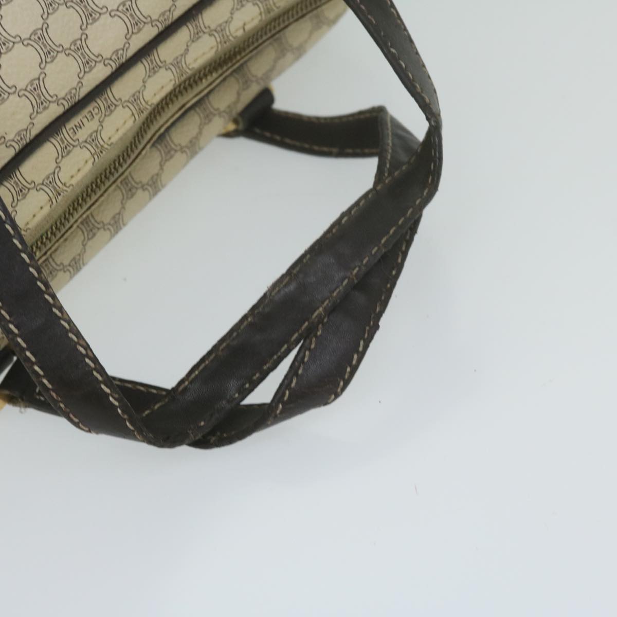 CELINE Macadam Canvas Hand Bag PVC Leather White Auth 63493
