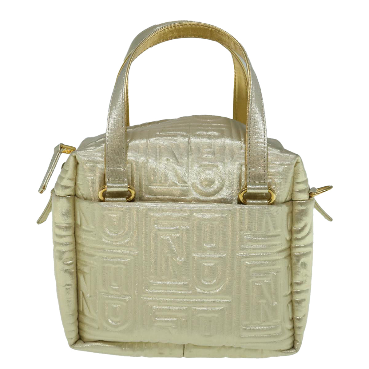 FENDI Hand Bag Nylon 2way Gold Auth 63497A