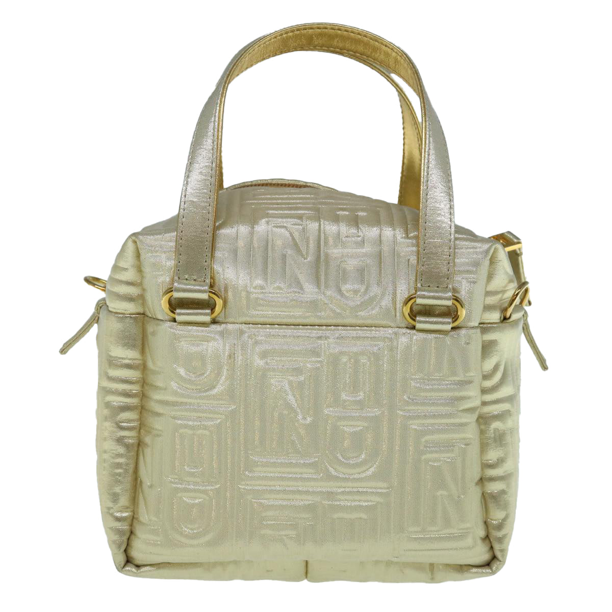 FENDI Hand Bag Nylon 2way Gold Auth 63497A - 0