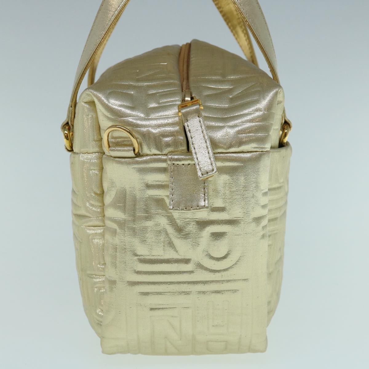 FENDI Hand Bag Nylon 2way Gold Auth 63497A