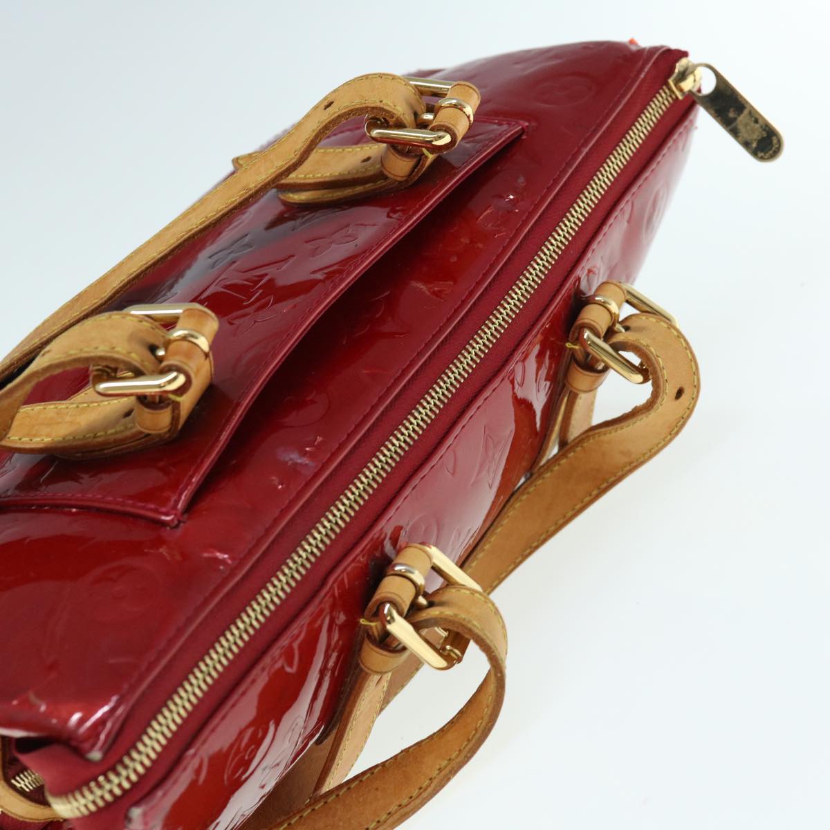 LOUIS VUITTON Vernis Rosewood Avenue Hand Bag Pomme D'amour M93507 LV Auth 63498