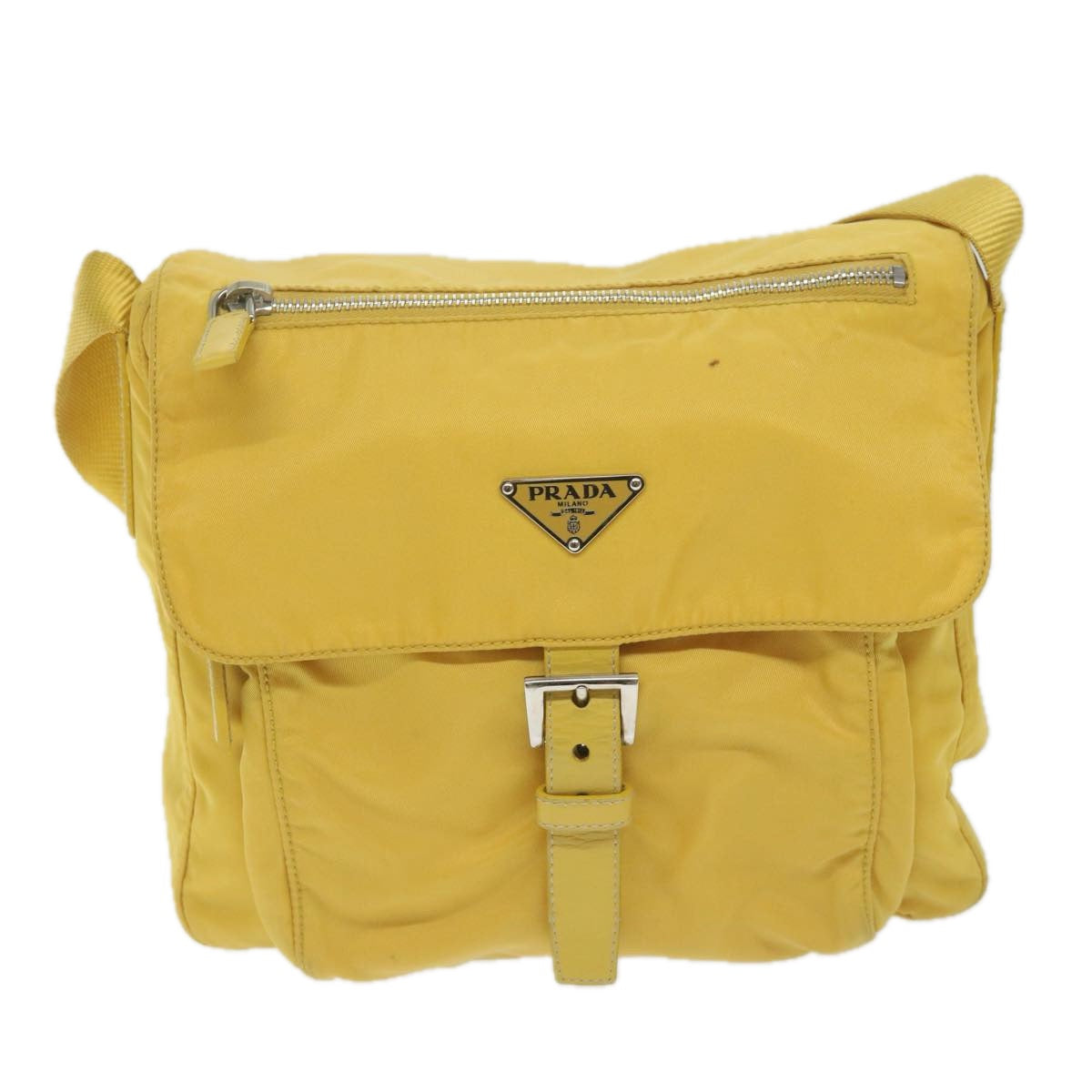 PRADA Shoulder Bag Nylon Yellow Auth 63526 - 0