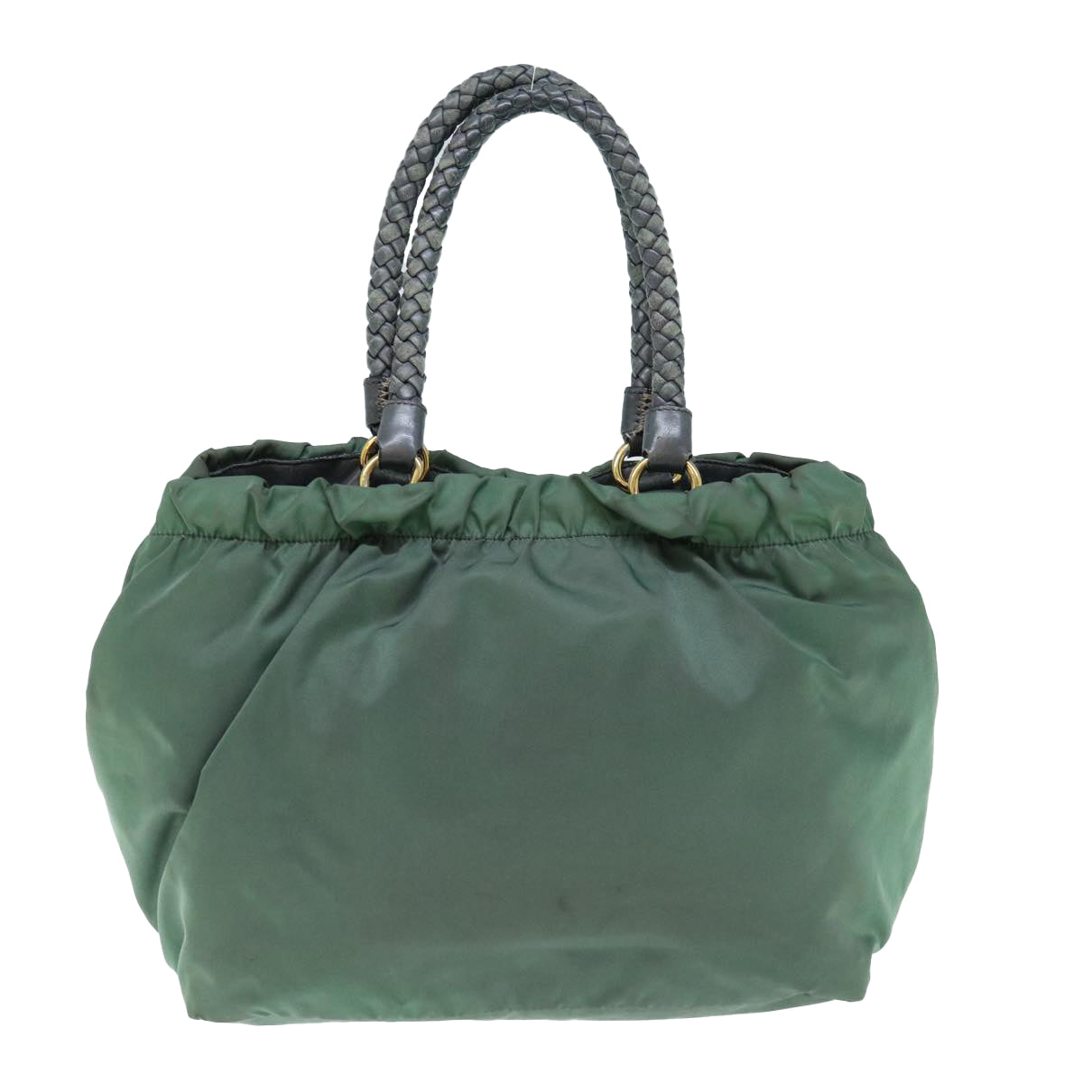 PRADA Hand Bag Nylon Green Auth 63527