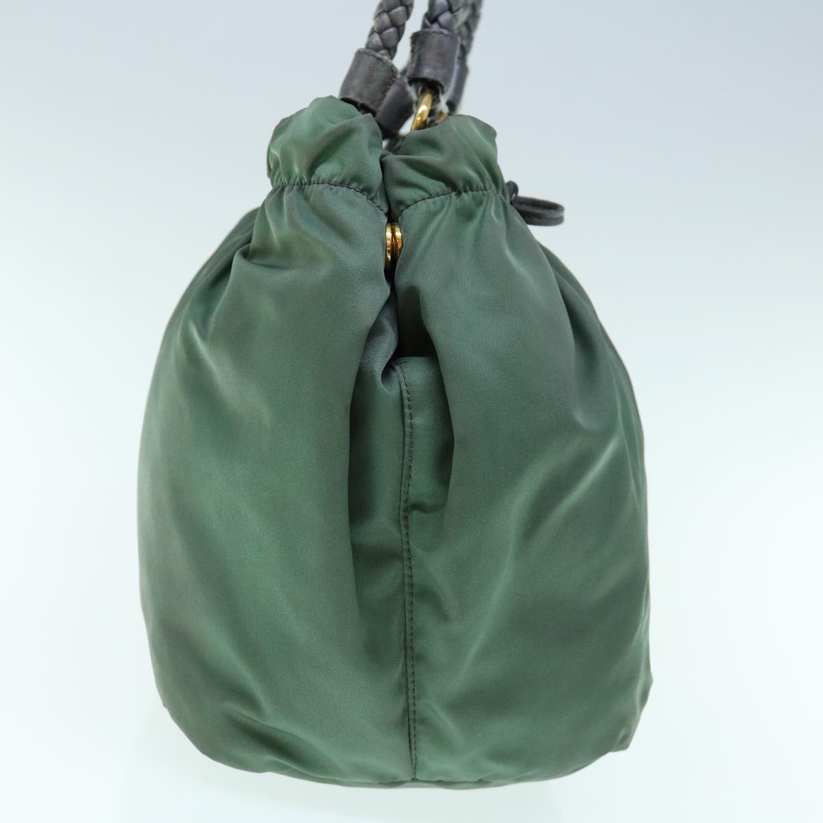 PRADA Hand Bag Nylon Green Auth 63527