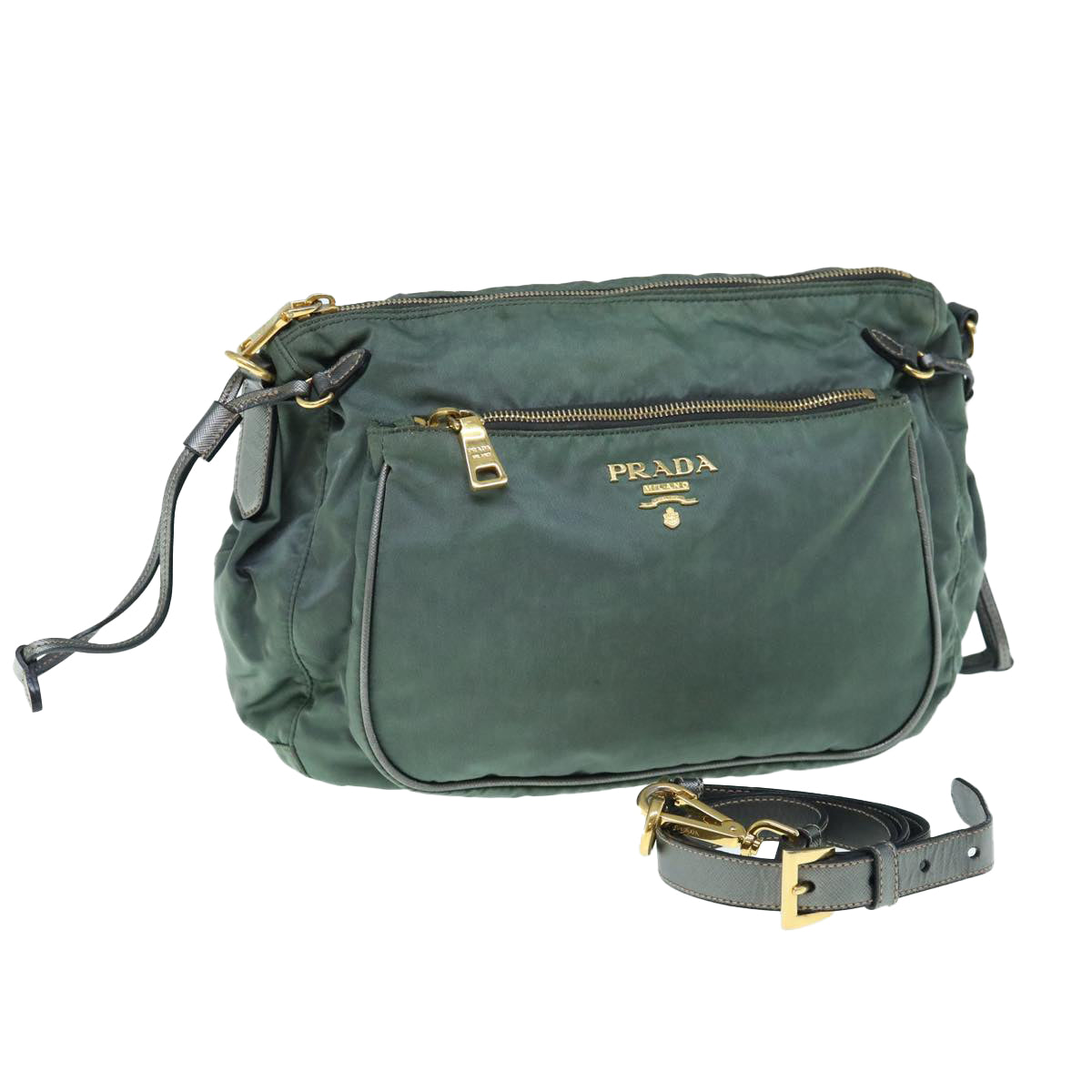 PRADA Shoulder Bag Nylon Green Auth 63530