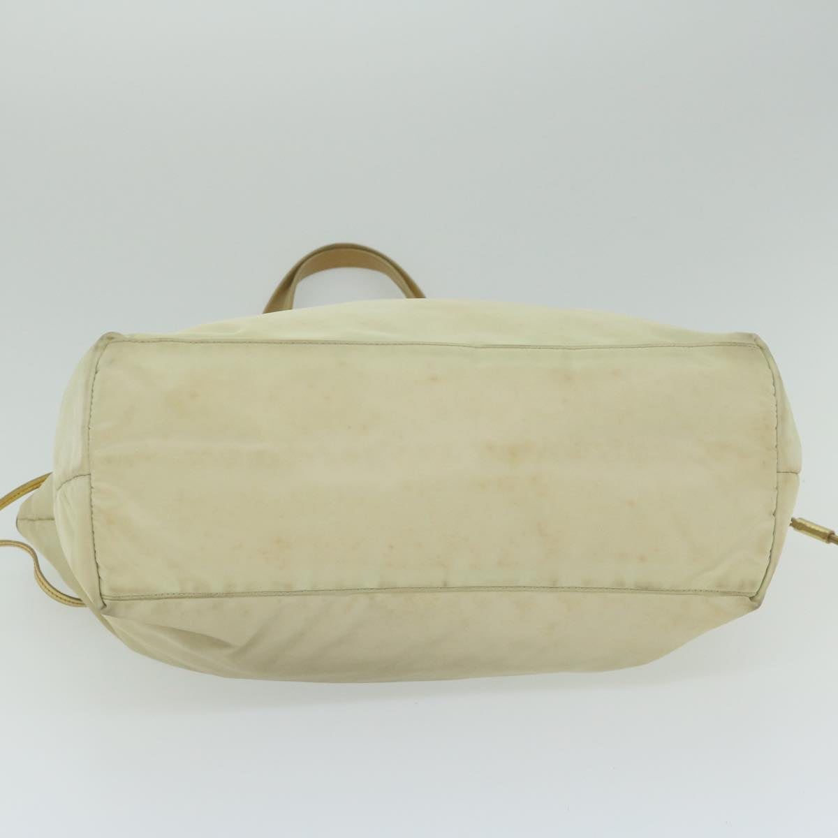 PRADA Tote Bag Nylon Cream Auth 63532