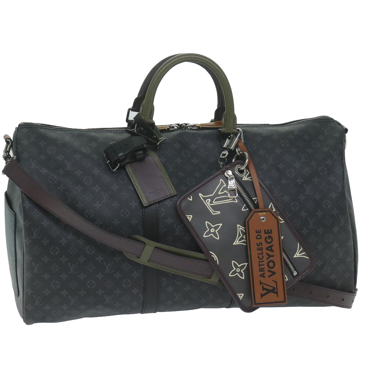 LOUIS VUITTON Monogram Eclipse Keepall Bandouliere 50 Bag M56856 LV Auth 63543S