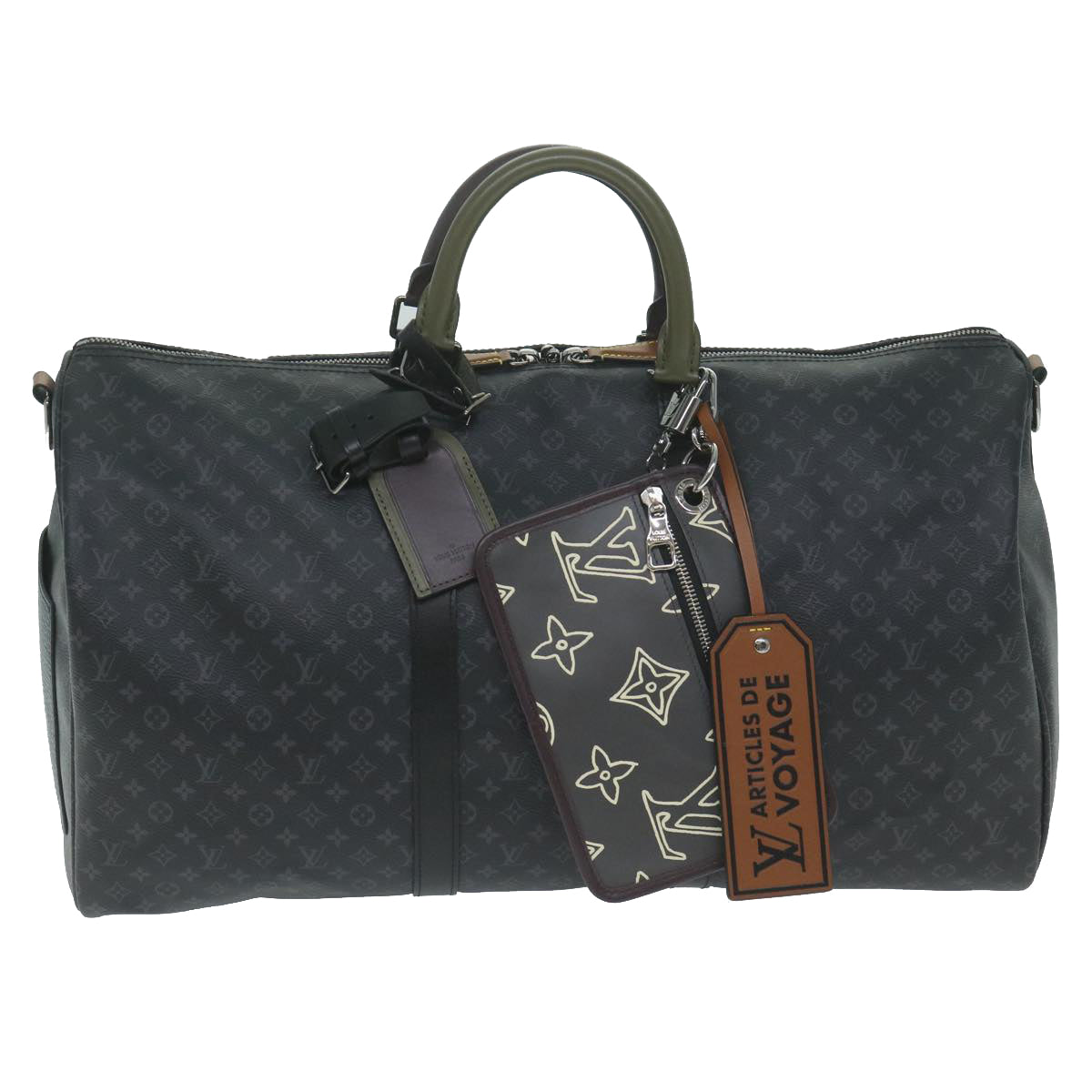 LOUIS VUITTON Monogram Eclipse Keepall Bandouliere 50 Bag M56856 LV Auth 63543S