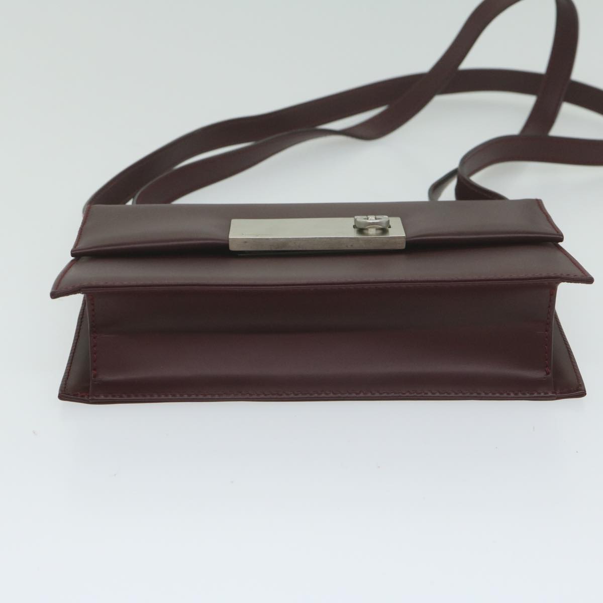 Salvatore Ferragamo Gancini Shoulder Bag Leather Bordeaux Auth 63551
