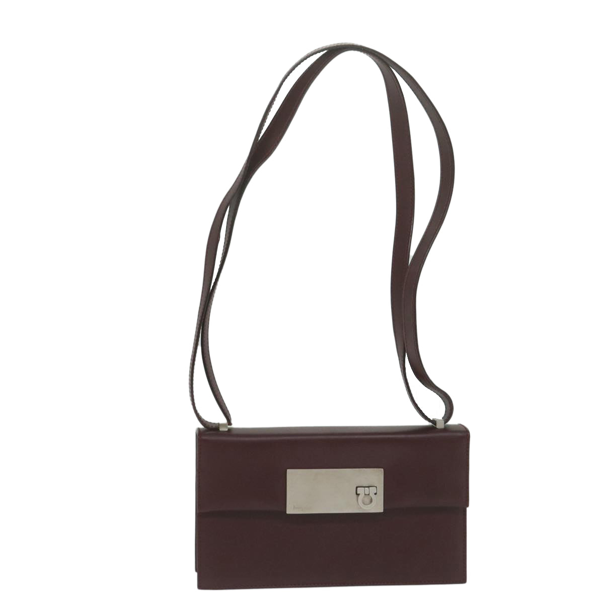 Salvatore Ferragamo Gancini Shoulder Bag Leather Bordeaux Auth 63551 - 0