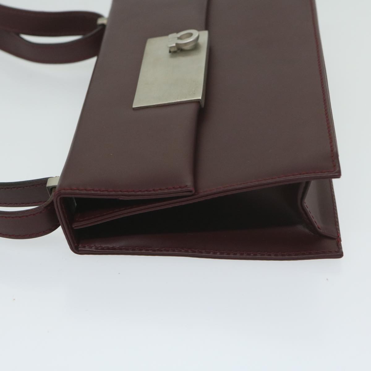 Salvatore Ferragamo Gancini Shoulder Bag Leather Bordeaux Auth 63551