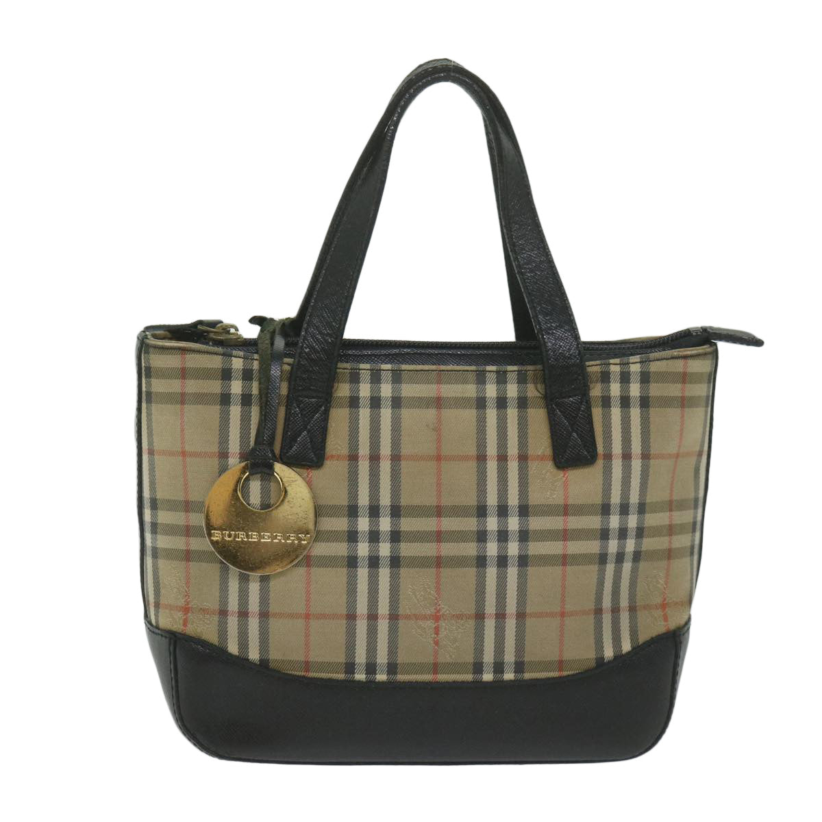 BURBERRY Nova Check Hand Bag Nylon Leather Beige Auth 63558 - 0