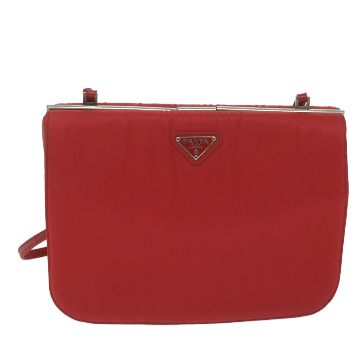 PRADA Chain Shoulder Bag Nylon Red Auth 63571