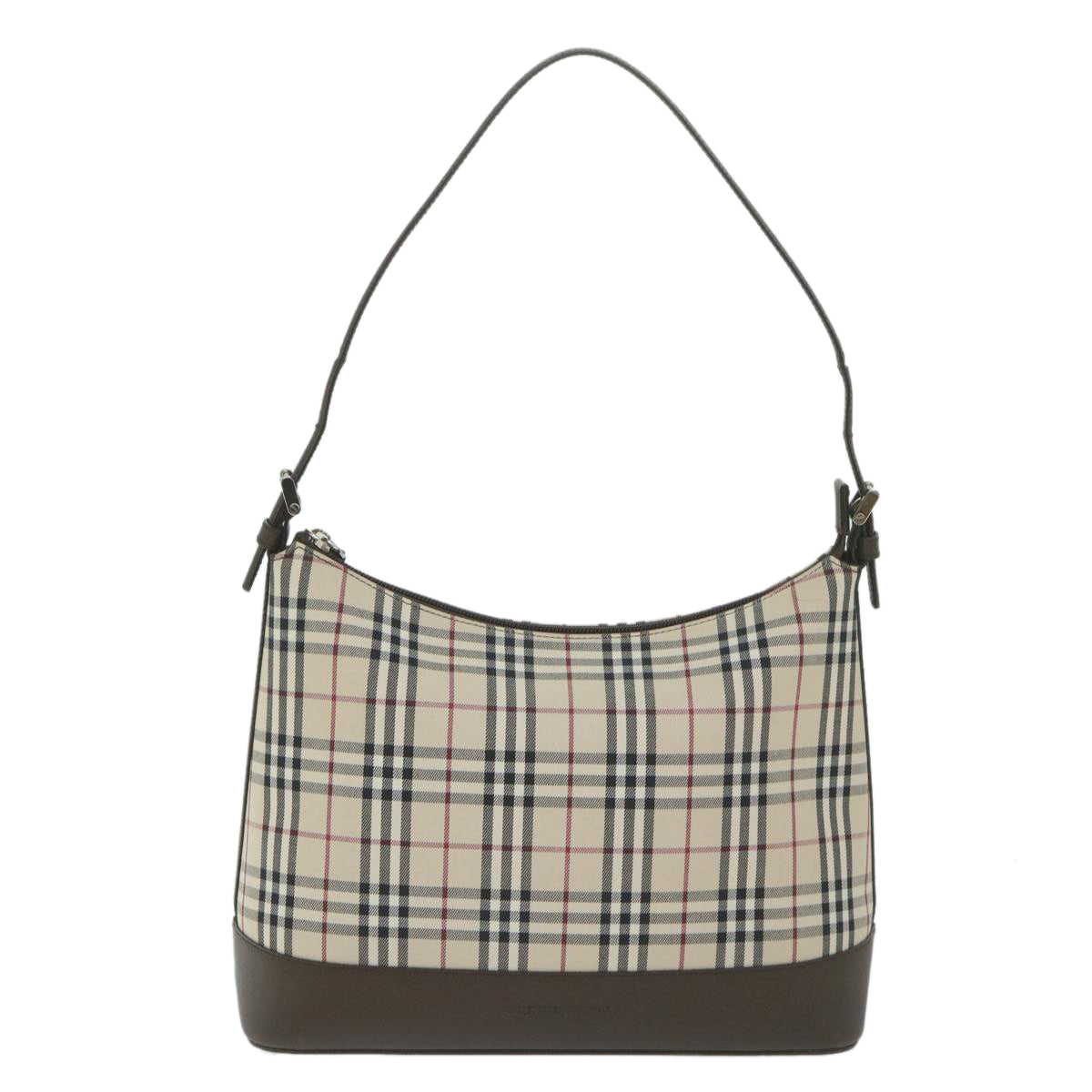 BURBERRY Nova Check Shoulder Bag Nylon Leather Beige Auth 63578