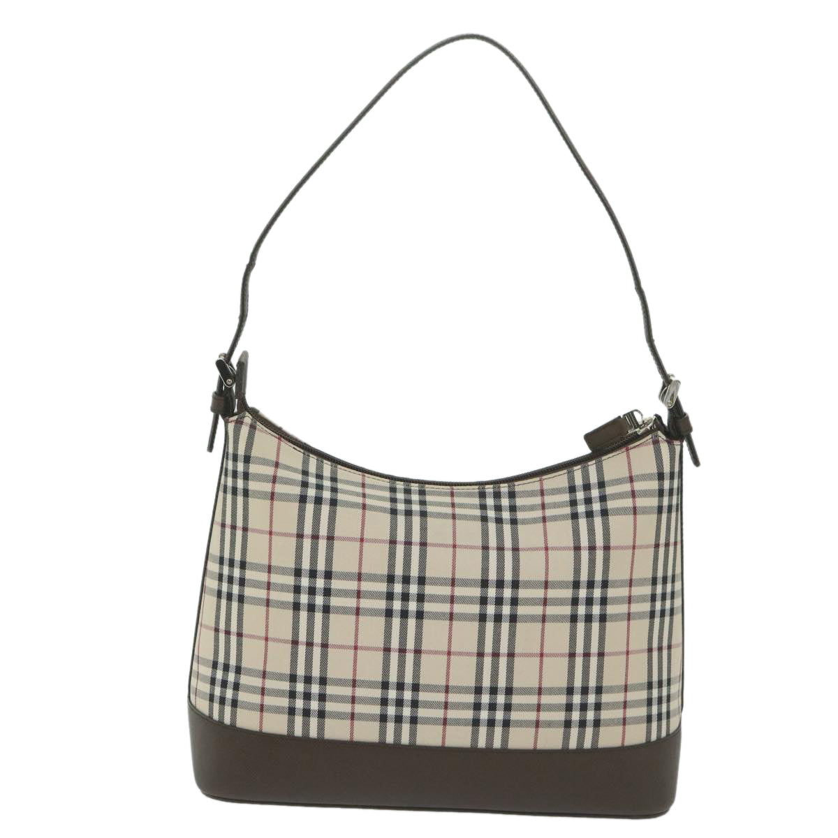 BURBERRY Nova Check Shoulder Bag Nylon Leather Beige Auth 63578