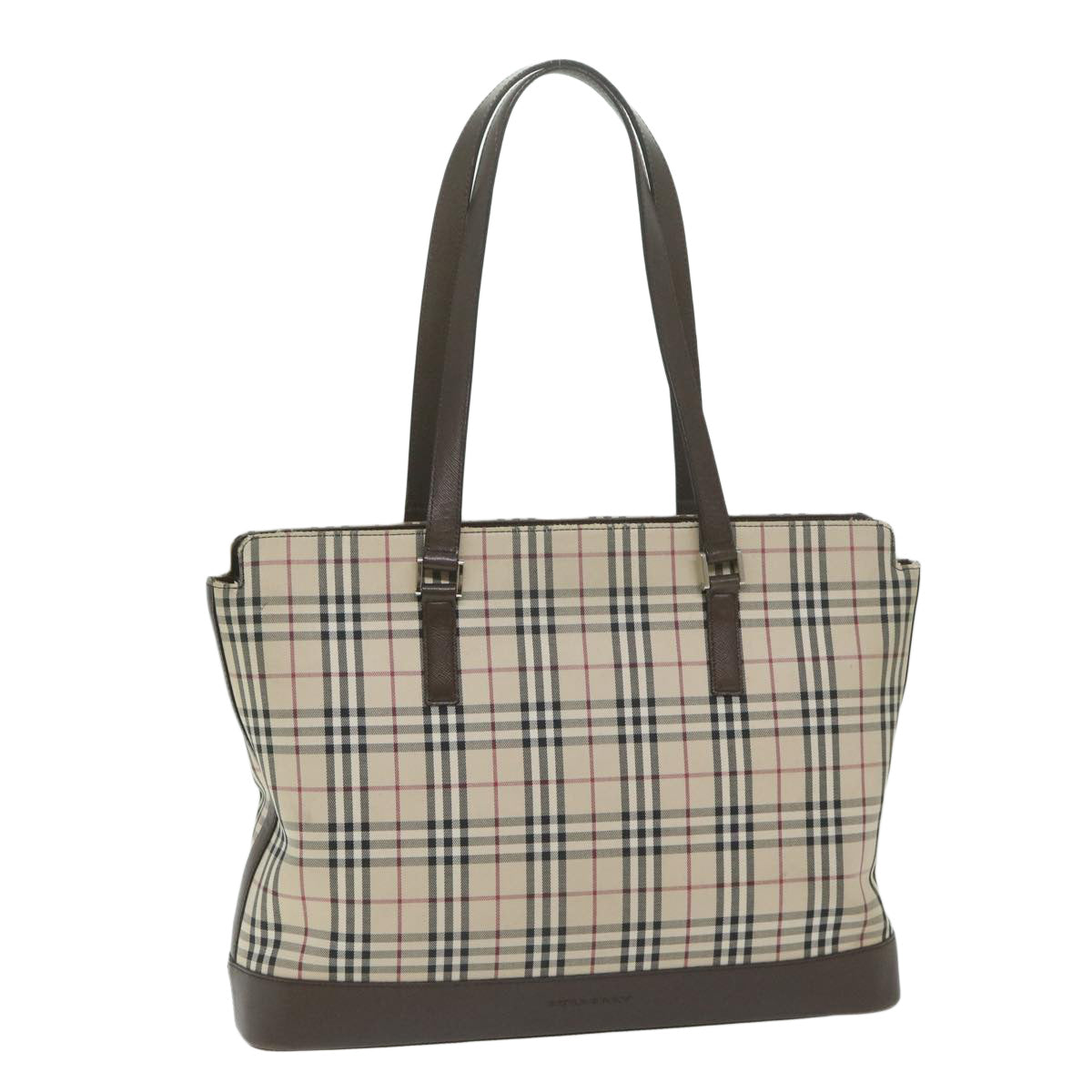 BURBERRY Nova Check Tote Bag Nylon Beige Auth 63586