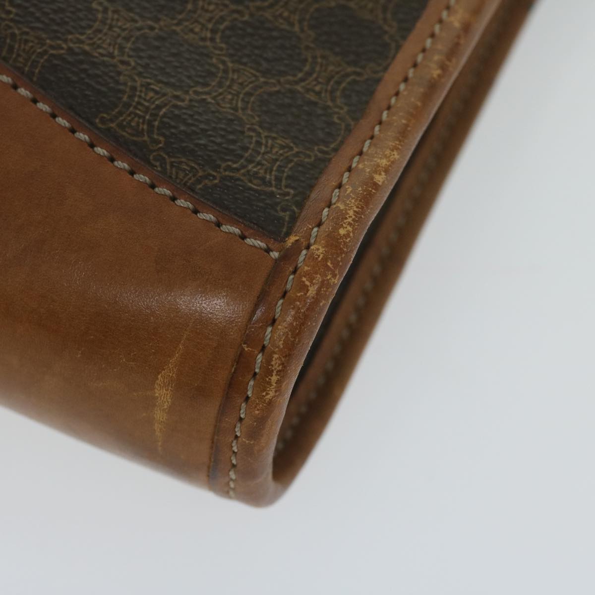 CELINE Macadam Canvas Clutch Bag PVC Leather Brown Auth 63592