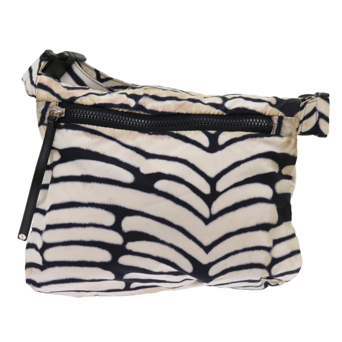 CHANEL Shoulder Bag Nylon White Black CC Auth 63629 - 0