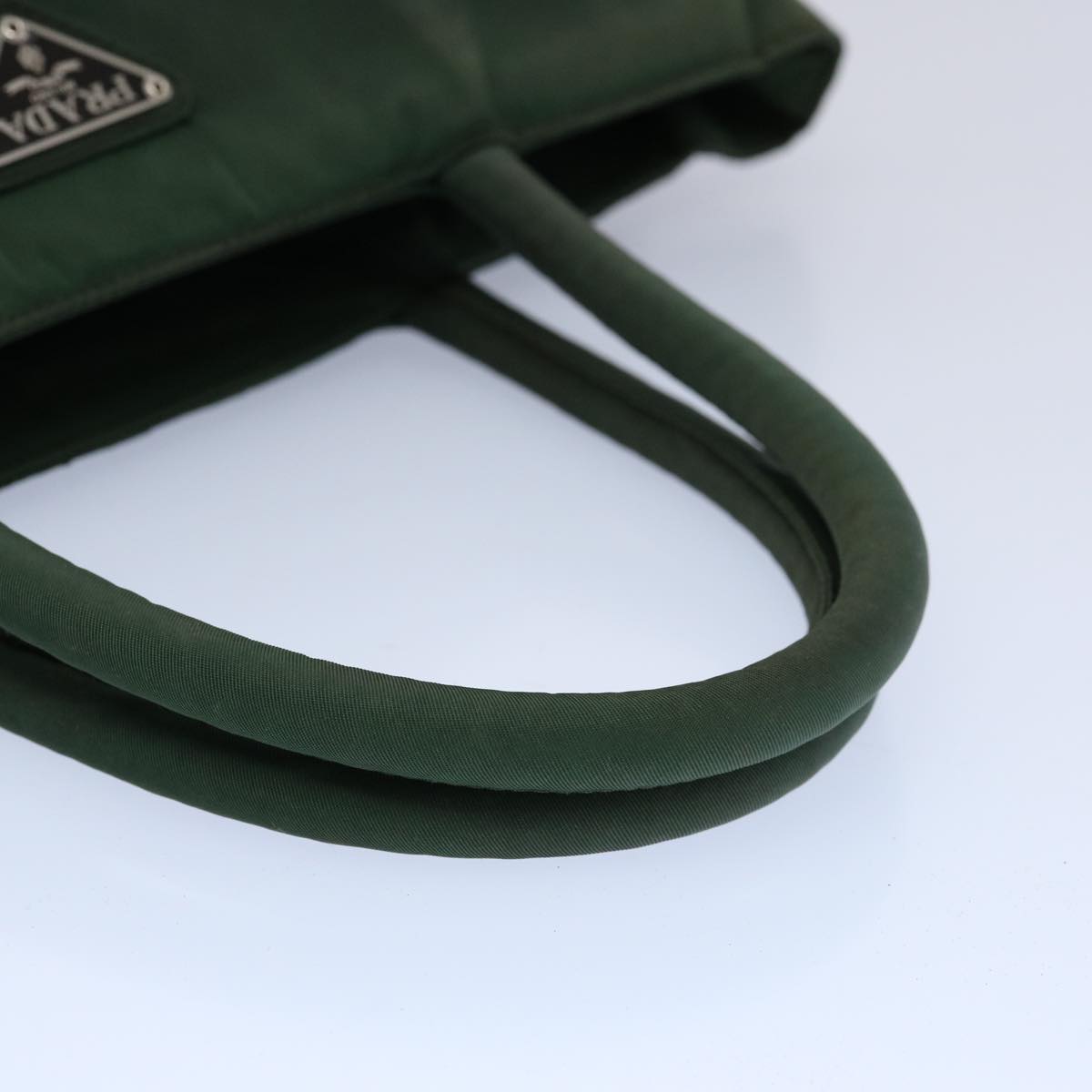 PRADA Hand Bag Nylon Green Auth 63631