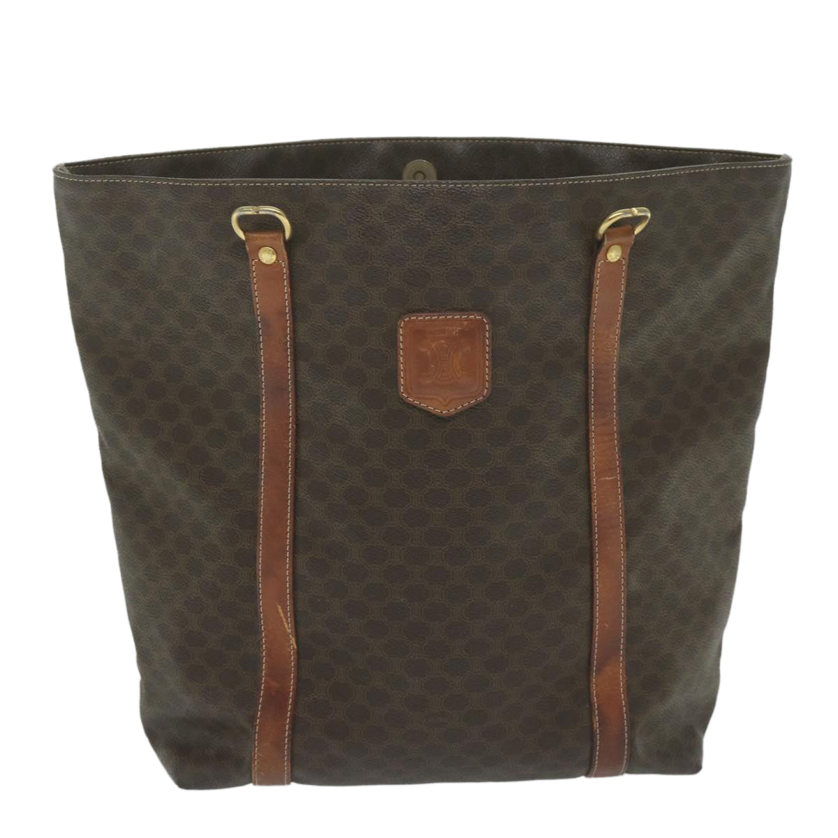 CELINE Macadam Canvas Tote Bag PVC Leather Brown Auth 63637