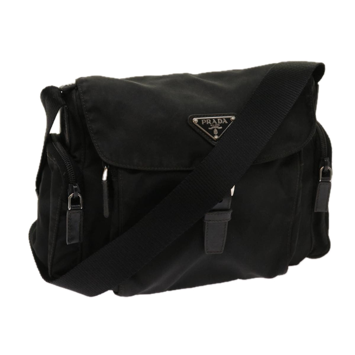 PRADA Shoulder Bag Nylon Black Auth 63639