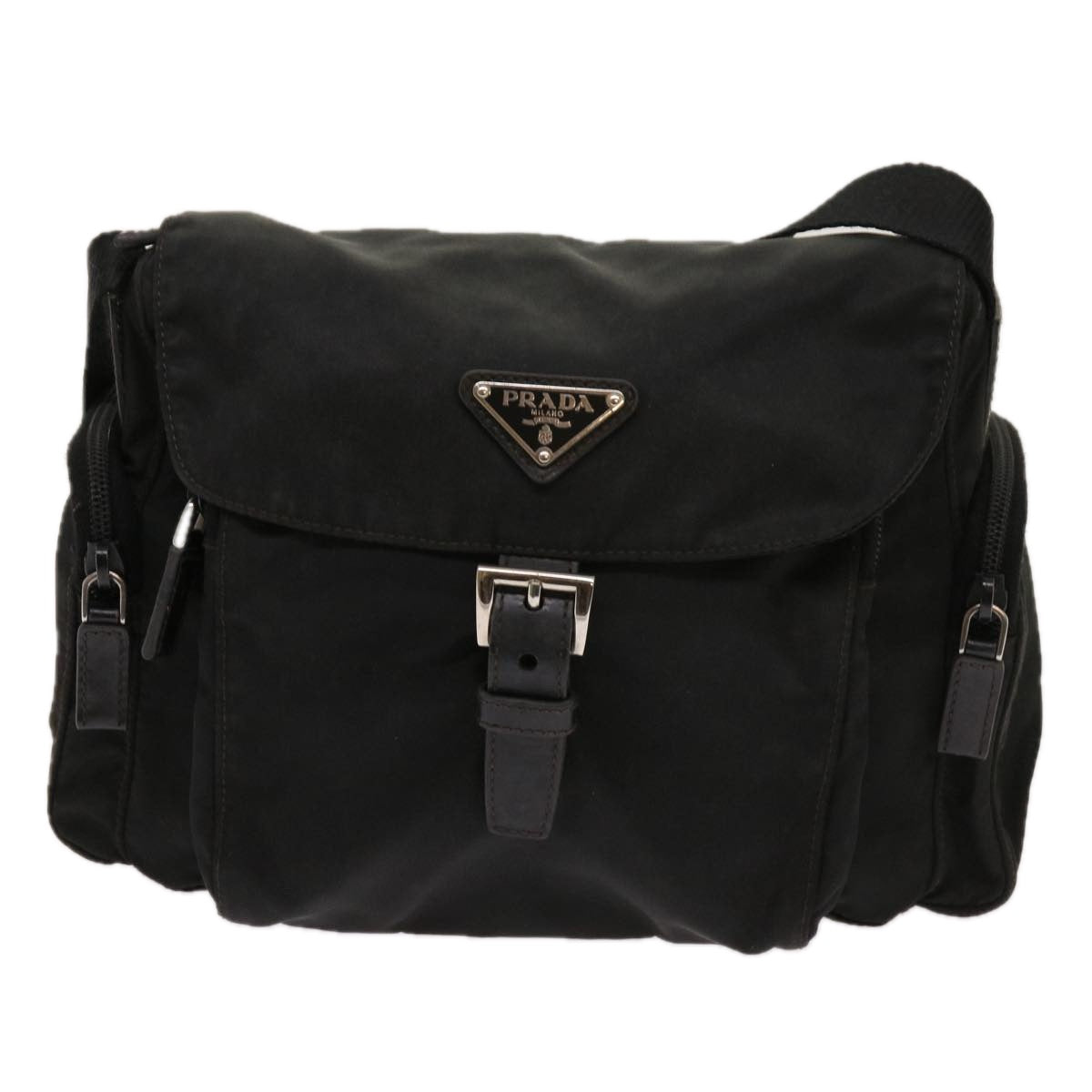 PRADA Shoulder Bag Nylon Black Auth 63639