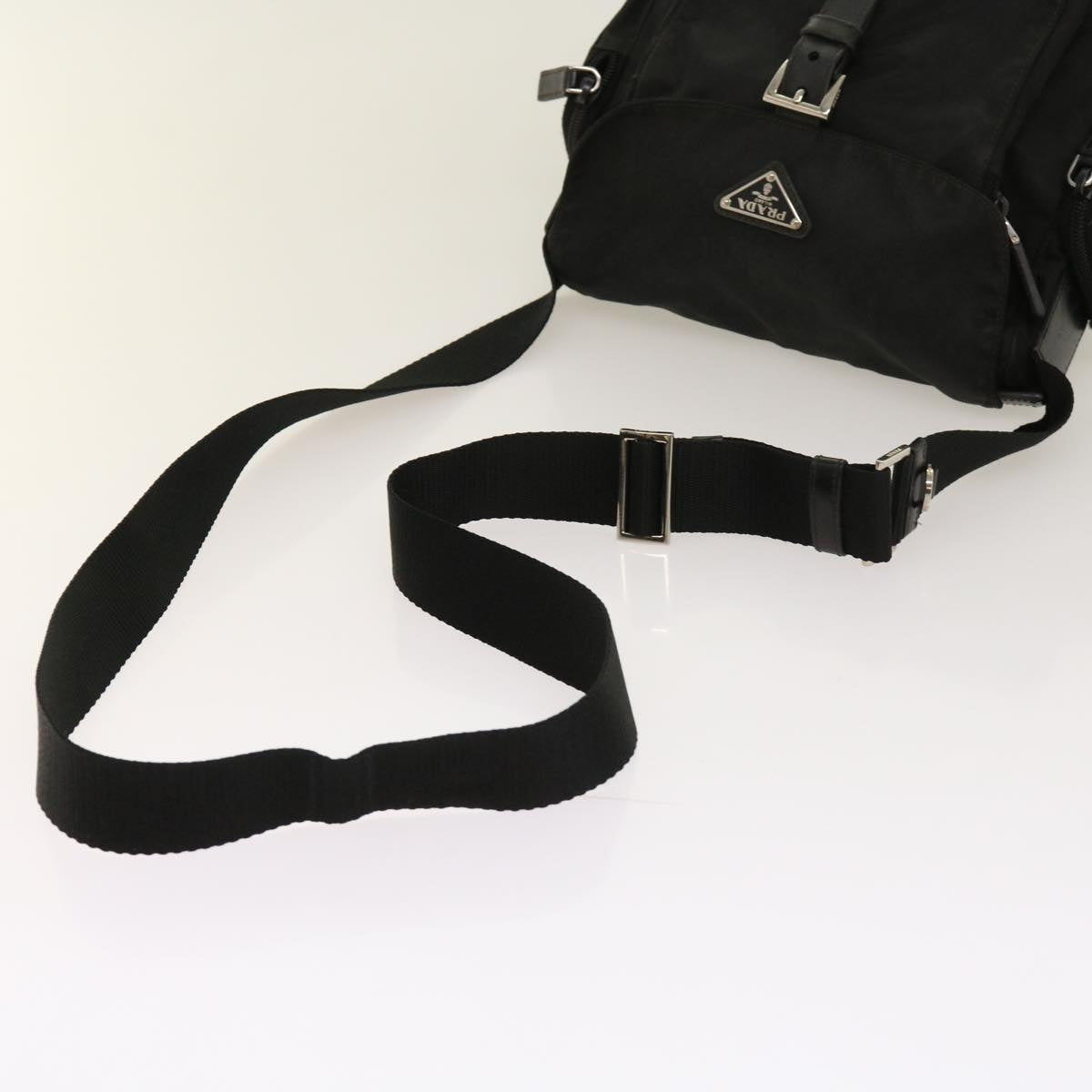 PRADA Shoulder Bag Nylon Black Auth 63639