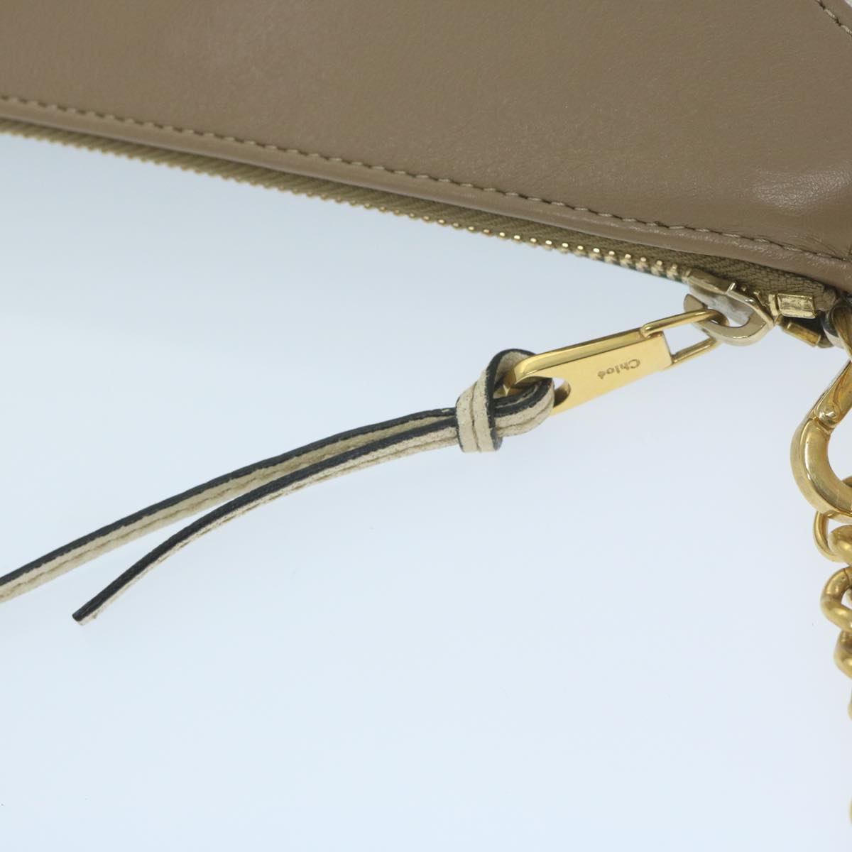Chloe Chain Pouch Leather Green Auth 63662