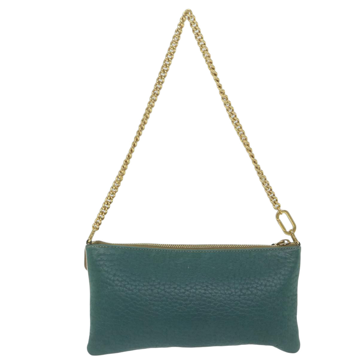 Chloe Chain Pouch Leather Green Auth 63662 - 0