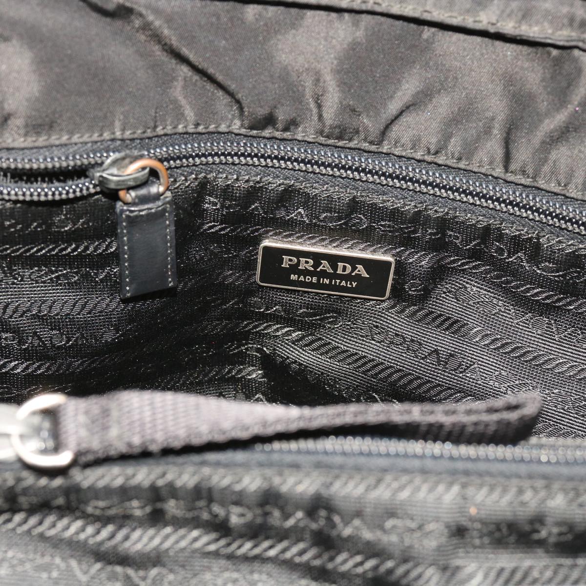 PRADA Shoulder Bag Nylon Black Auth 63672