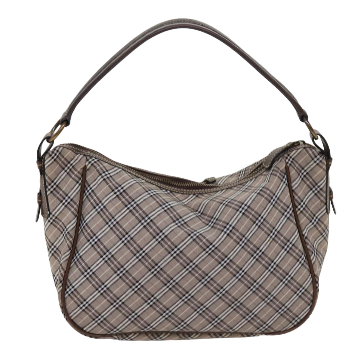 BURBERRY Nova Check Blue Label Shoulder Bag Nylon Brown Auth 63696