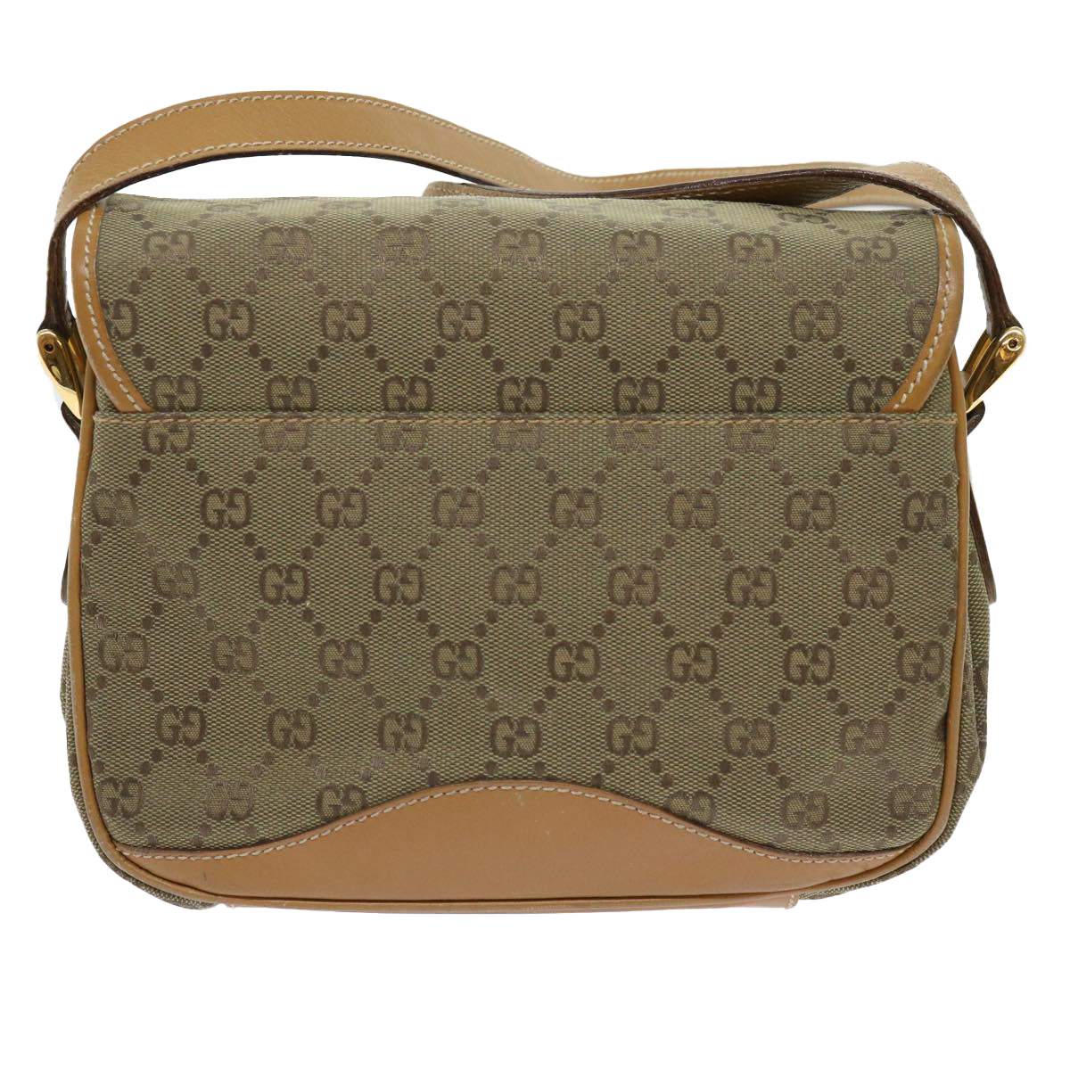 GUCCI GG Canvas Shoulder Bag Khaki 007 2854 0246 Auth 63803 - 0