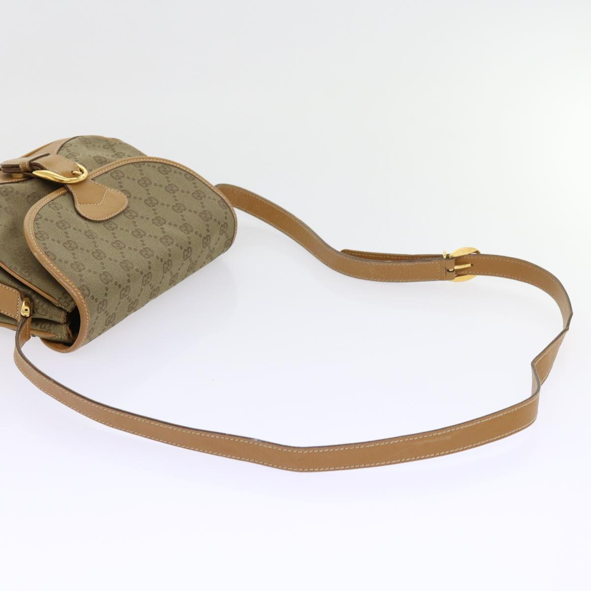 GUCCI GG Canvas Shoulder Bag Khaki 007 2854 0246 Auth 63803