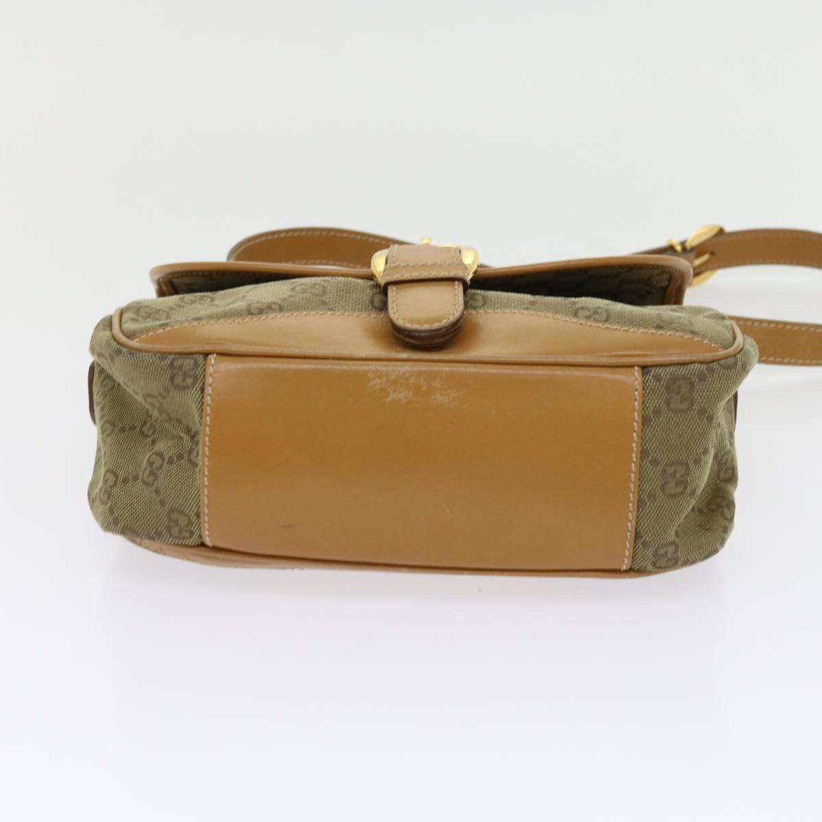 GUCCI GG Canvas Shoulder Bag Khaki 007 2854 0246 Auth 63803