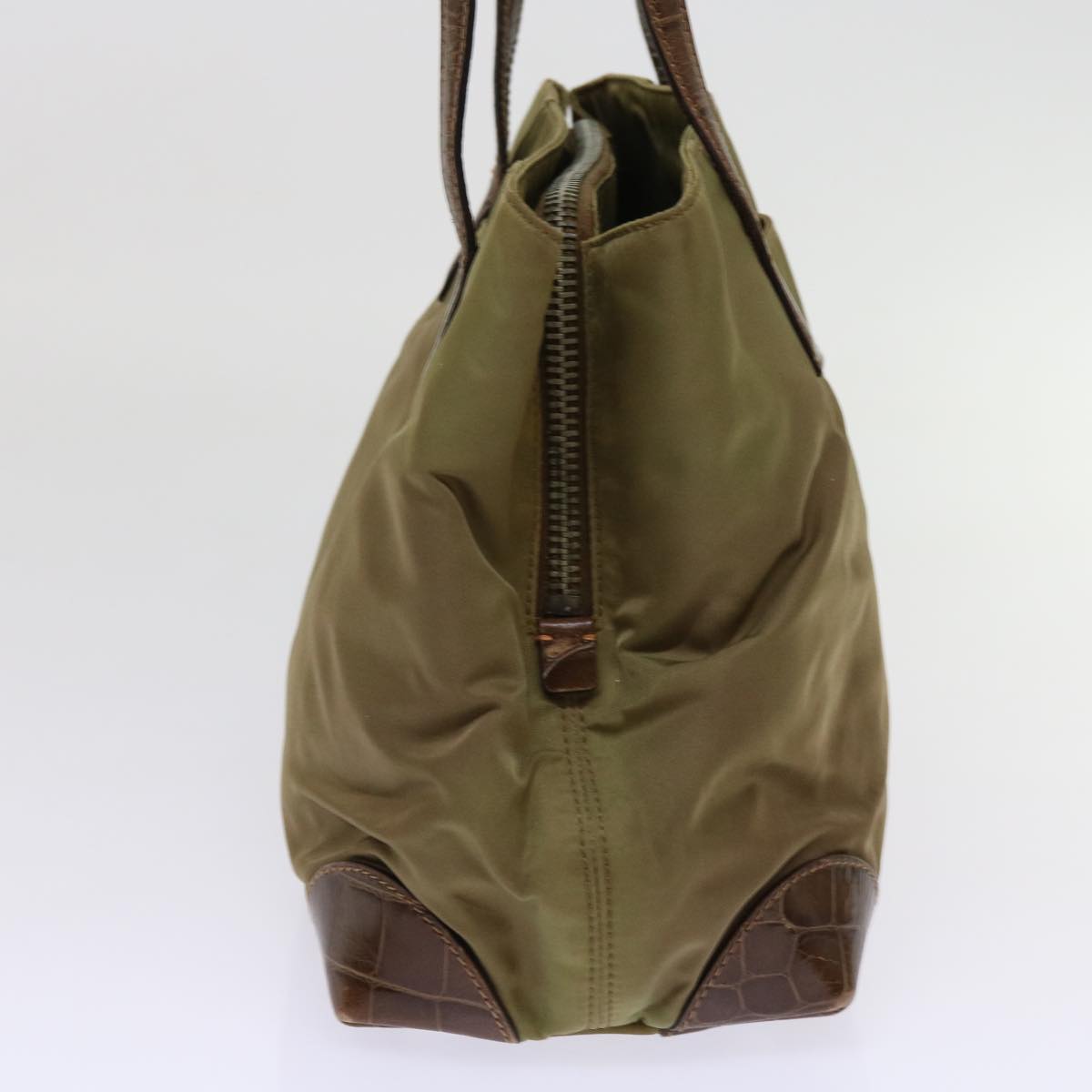 PRADA Shoulder Bag Nylon Khaki Auth 63816