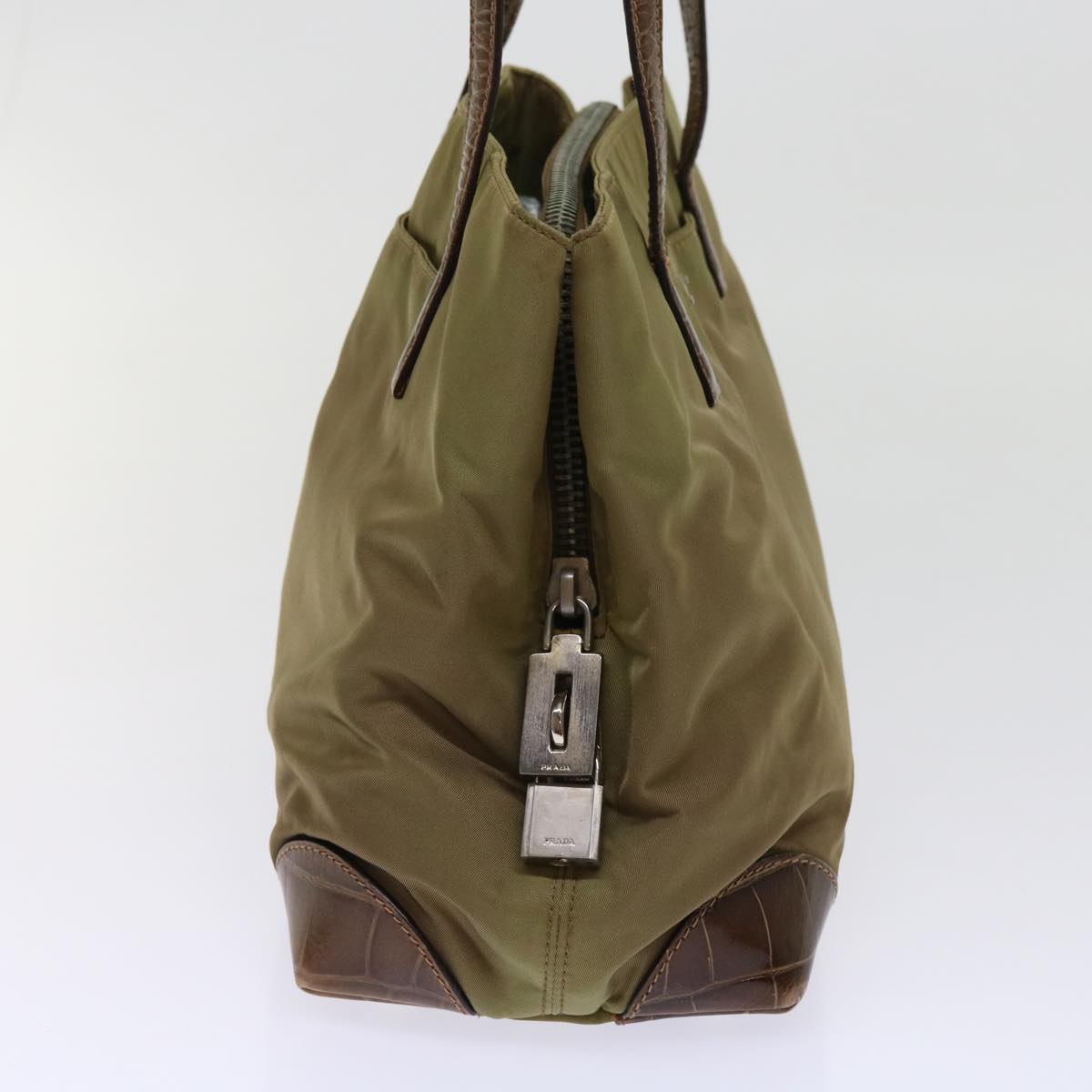 PRADA Shoulder Bag Nylon Khaki Auth 63816