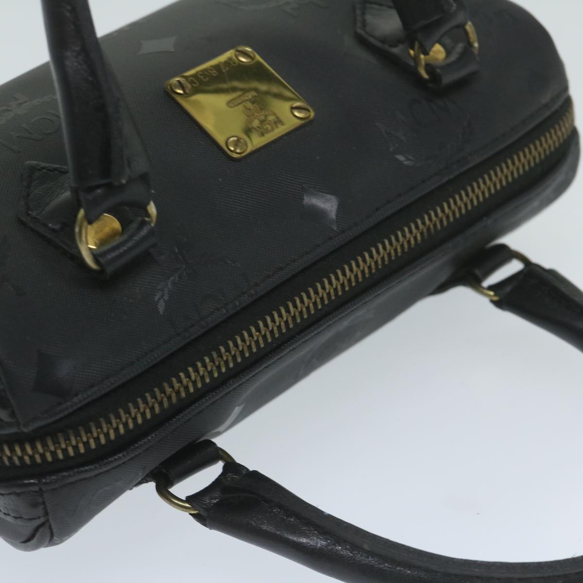 MCM Vicetos Logogram Hand Bag Coated Canvas Black Auth 63827